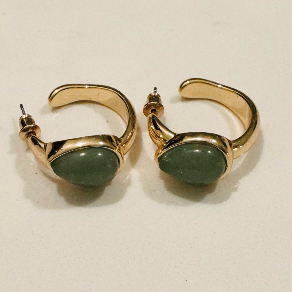 Gold and Green Earrings